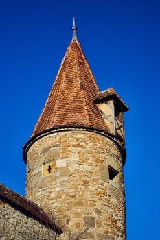 Rothenburg ob der Tauber, picturesque medieval historic town in Bavaria, Germany.