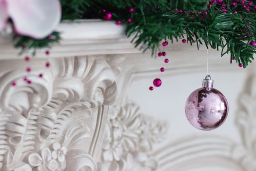 Christmas decorations on the branches fir. Christmas decorations.