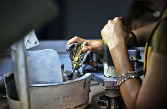 Gemstone processing factory in Sri Lanka