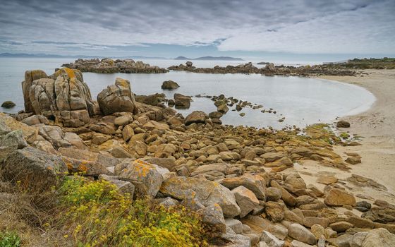 Beautiful landscape of Galicia, coastline close to O Grove, Spain, Europe