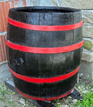 Old restored wooden barrel, with new looks