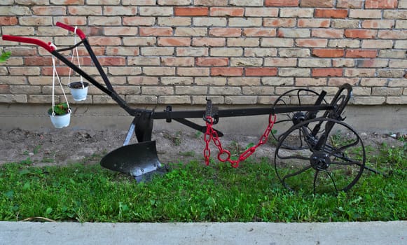 Old restored plow, for farming