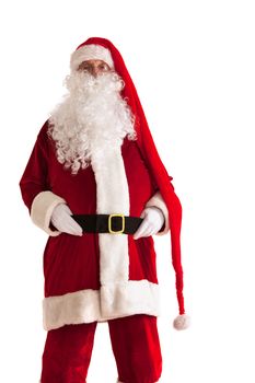 Santa Claus in red costume isolated on white background