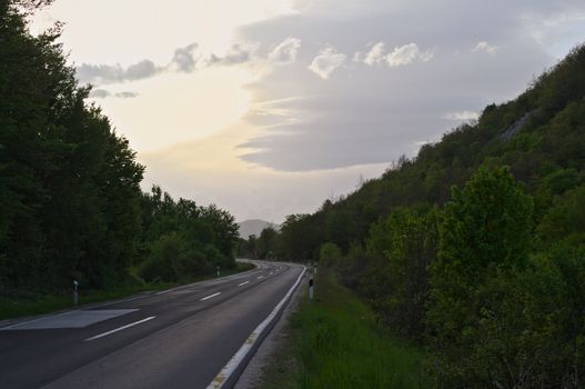 Countryside road throughout Dalmatia hills