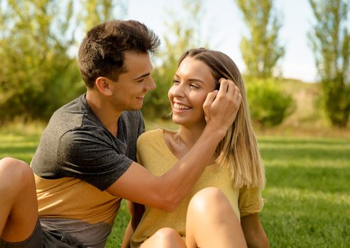 Portrait of a happy young beautiful couple in love