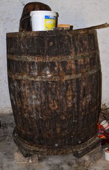 Old vine barrel in cellar