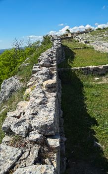 Remains of stone wall on Bribir fortress, Dalmatia