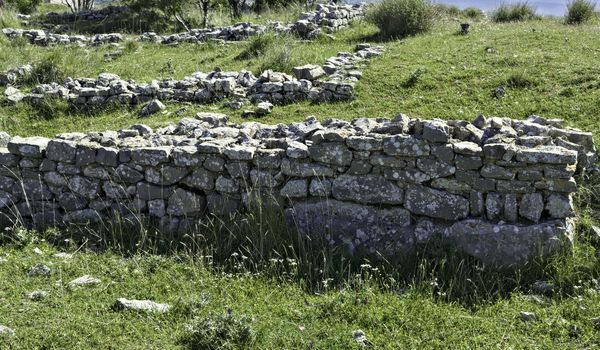 Remains of stone wall on Bribir fortress, Dalmatia
