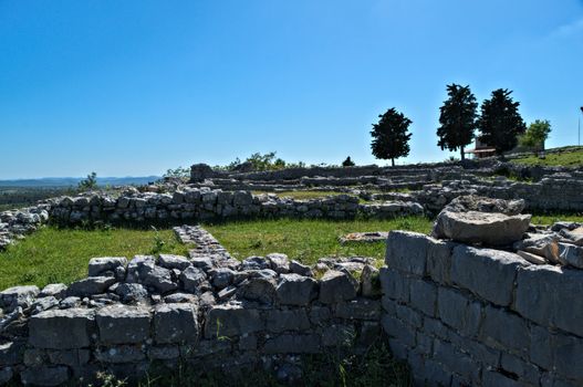 Remains of buildings on Bribir fortress, Dalmatia