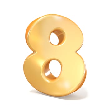 Orange twisted font number EIGHT 8 3D render illustration isolated on white background