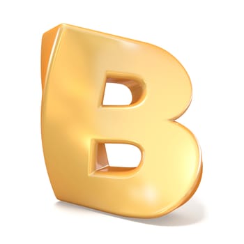 Orange twisted font uppercase letter B 3D render illustration isolated on white background