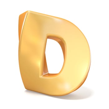 Orange twisted font uppercase letter D 3D render illustration isolated on white background