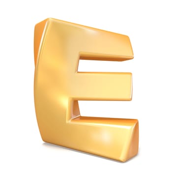 Orange twisted font uppercase letter E 3D render illustration isolated on white background