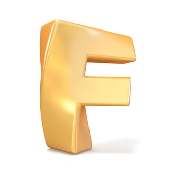 Orange twisted font uppercase letter F 3D render illustration isolated on white background