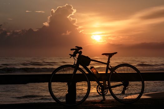 Bicycles and sunrise scenery in Songkhla province.