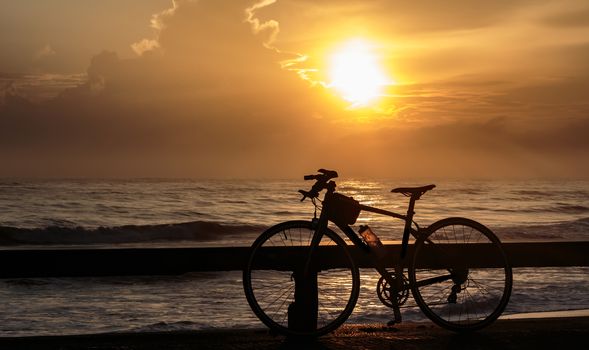 Bicycles and sunrise scenery in Songkhla province.