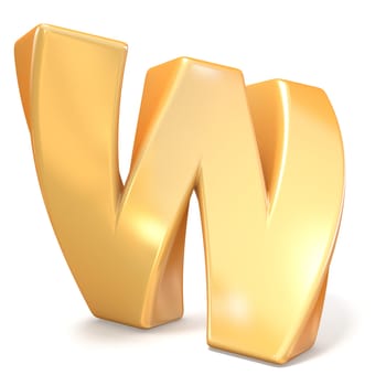 Orange twisted font uppercase letter W 3D render illustration isolated on white background