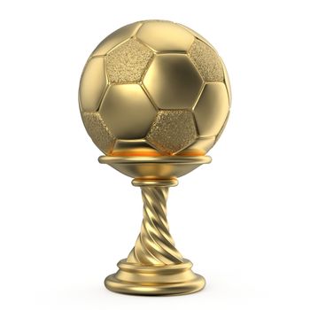 Gold trophy cup SOCCER FOOTBALL 3D render illustration isolated on white background