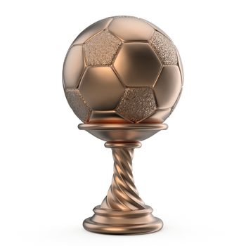 Bronze trophy cup SOCCER FOOTBALL 3D render illustration isolated on white background
