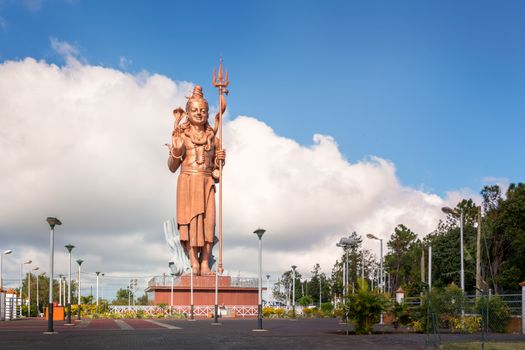 Huge and awesome Shiva statue,near grand Bassin temple in Mauritius island.