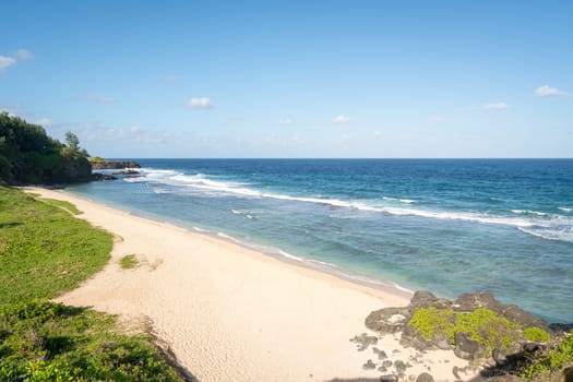 Awesome sandy beach and blue indian ocean,Gris Gris tropical beach, cape on South of Mauritius.