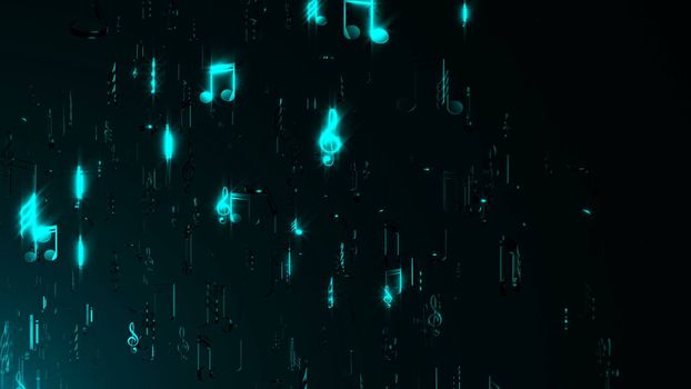 Abstract background with musical notes. 3d rendering