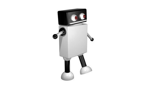 Walking robot on isolated background. 3D rendering.