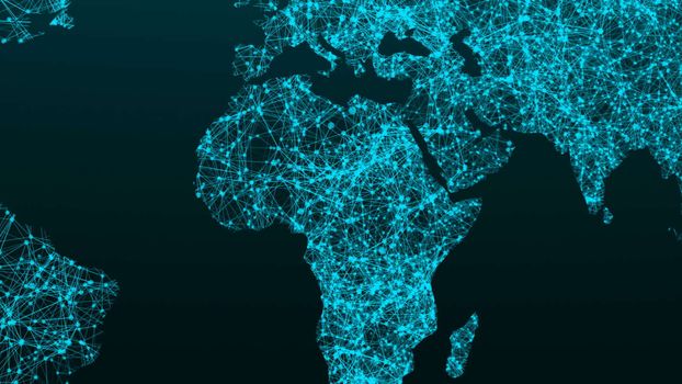 World map network. Connection dots background. 3d rendering