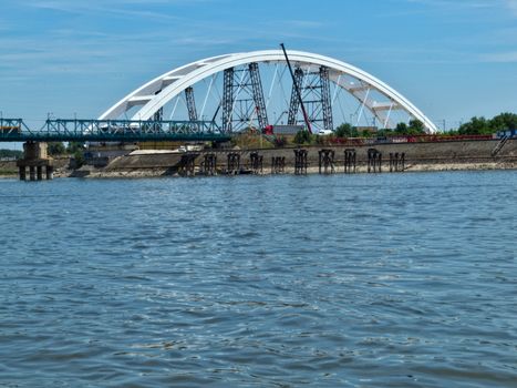 Construction of a new bridge in Novi Sad, Serbia