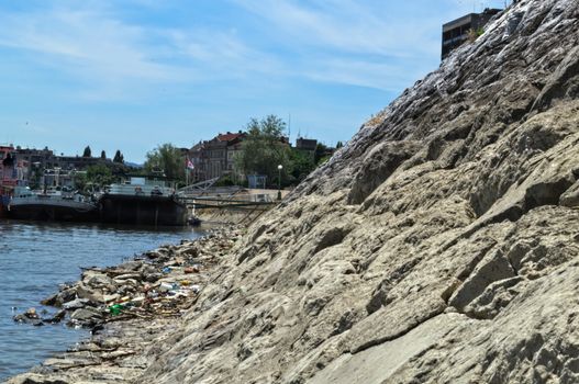 Riverside of Danube in Novi Sad, Serbia, on a sunny day