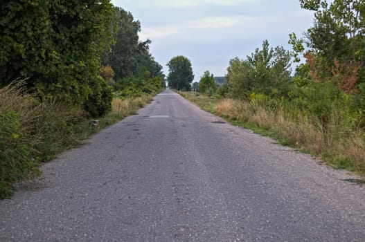 Empty rural asphalt side road