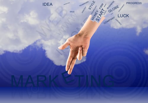 Close up of hand holding one letter of word
