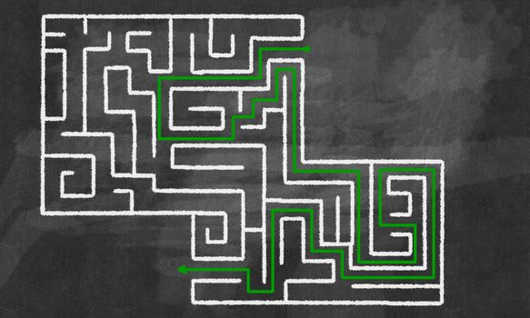 Conceptual image with hand drawn labyrinth pattern