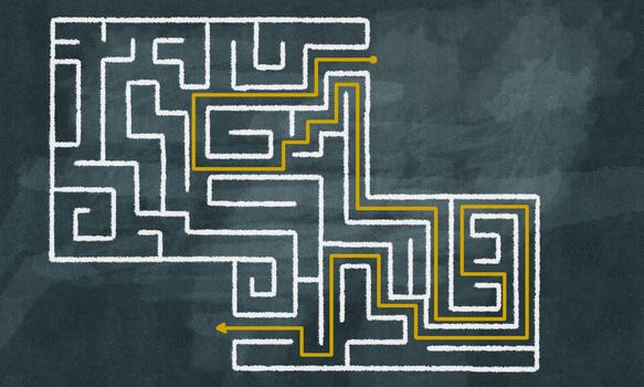 Conceptual image with hand drawn labyrinth pattern