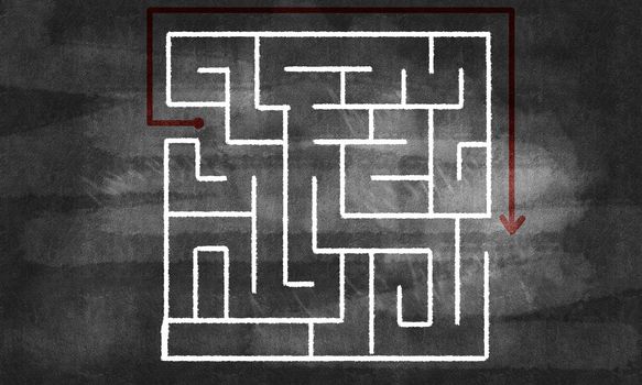Conceptual image with hand drawn labyrinth pattern