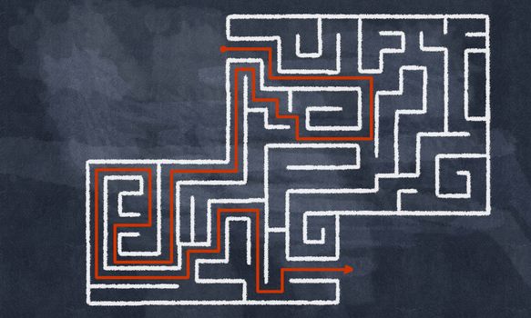 Conceptual image with hand drawn labyrinth pattern