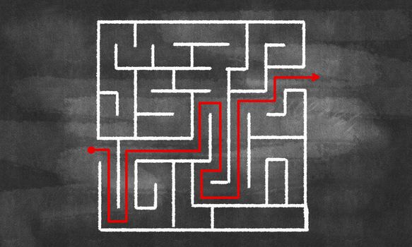 Conceptual image with hand drawn labyrinth pattern