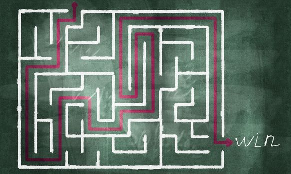 Conceptual image with hand drawn labyrinth pattern