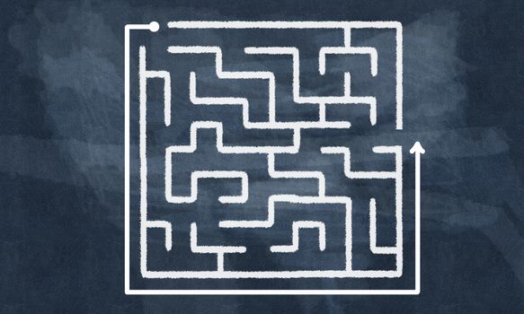 Conceptual image with hand drawn labyrinth pattern