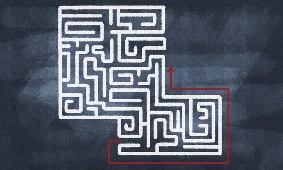 Conceptual image with hand drawn labyrinth pattern