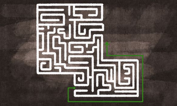 Conceptual image with hand drawn labyrinth pattern
