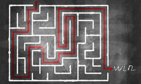 Conceptual image with hand drawn labyrinth pattern