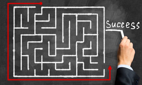 Conceptual image with hand drawning labyrinth pattern