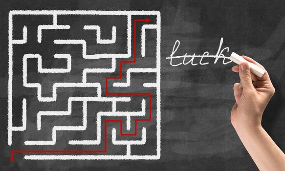 Conceptual image with hand drawning labyrinth pattern
