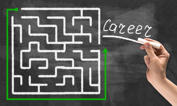 Conceptual image with hand drawning labyrinth pattern