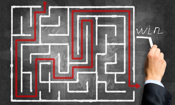 Conceptual image with hand drawning labyrinth pattern