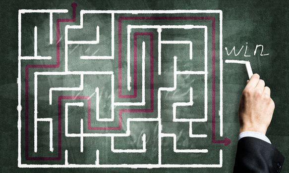 Conceptual image with hand drawning labyrinth pattern