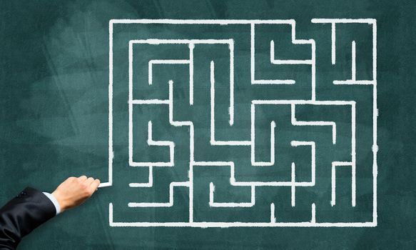 Conceptual image with hand drawning labyrinth pattern