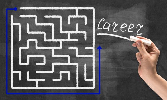 Conceptual image with hand drawning labyrinth pattern