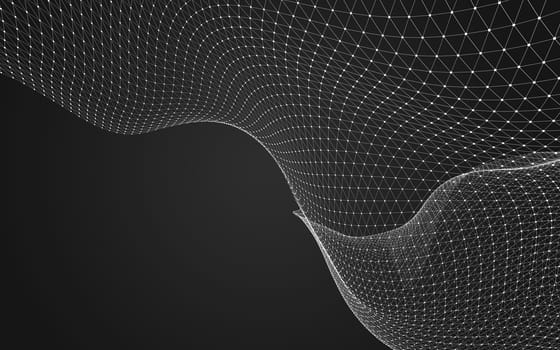 Abstract polygonal space low poly dark background with connecting dots and lines. Connection structure. 3d rendering